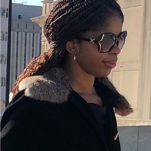 Velvet jacket w rabbit fur collar